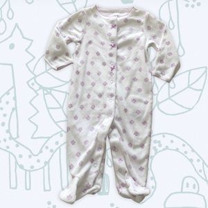 Carter’s Terry bodysuit white w/violet flowers 6M